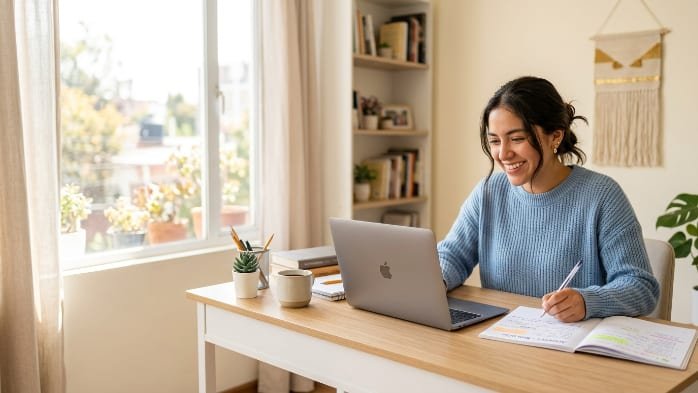 Estudiante preparándose para el examen Acredita-Bach